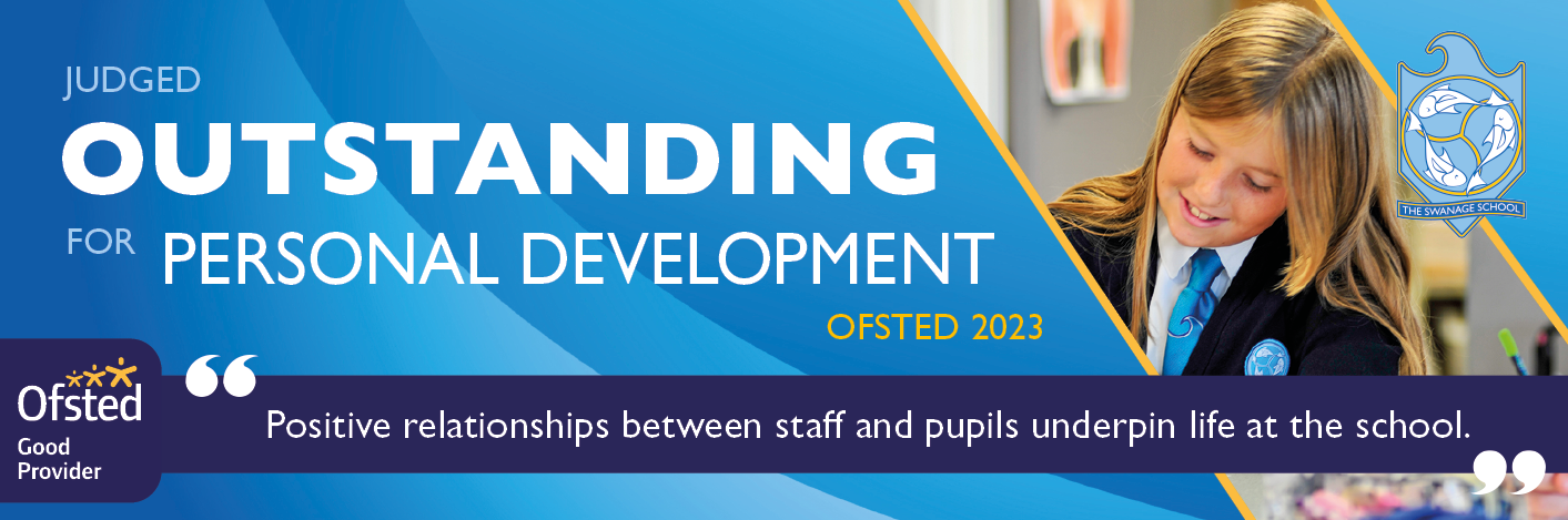 blue banner promoting Ofsted outcome
