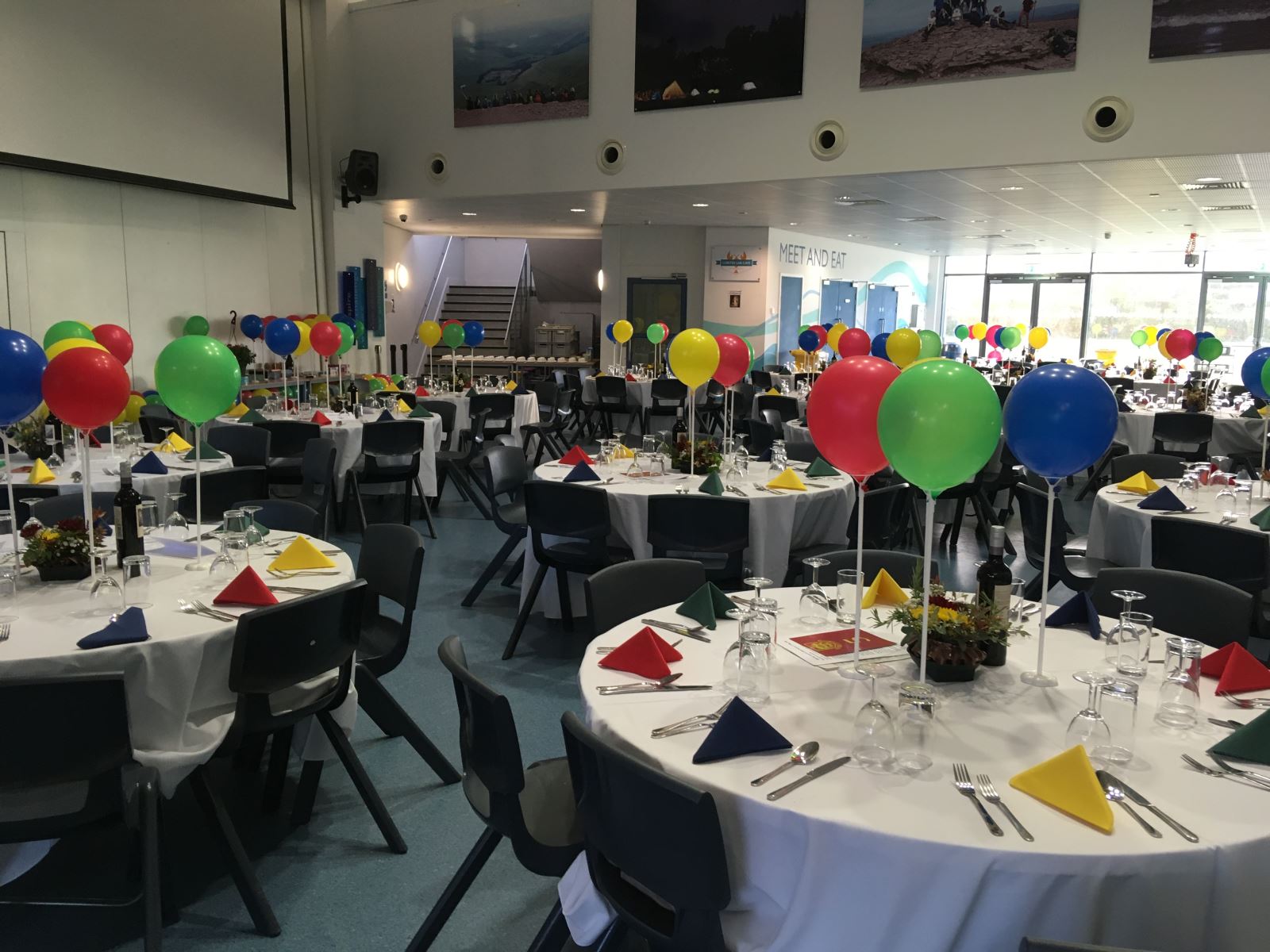 The Swanage School hall decorated for the Swanage Grammar School final reunion