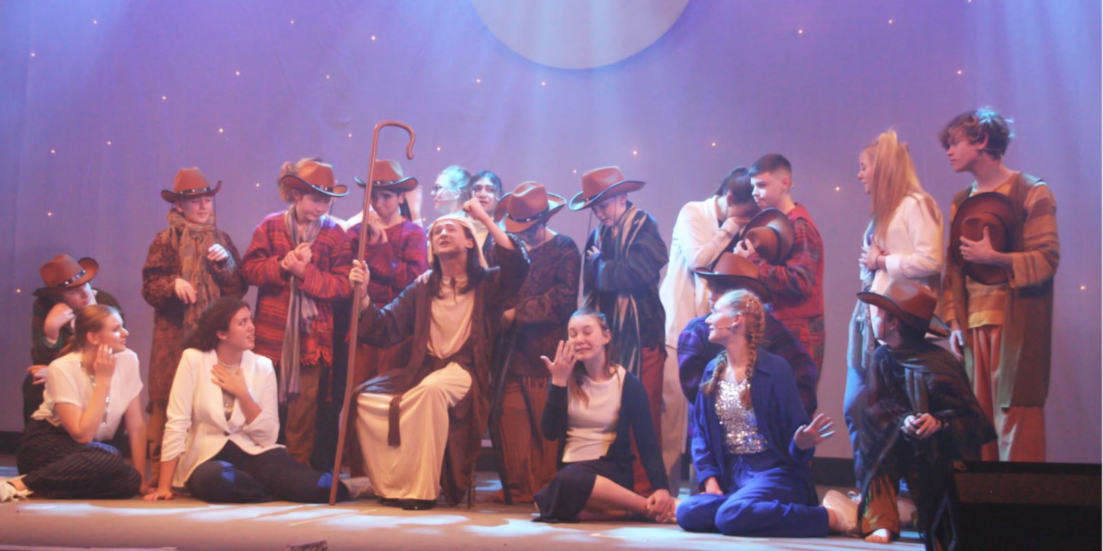 The brothers and Jacob on stage in Joseph