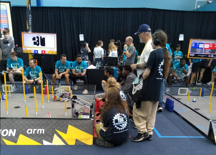 Students compete in a robotics competition